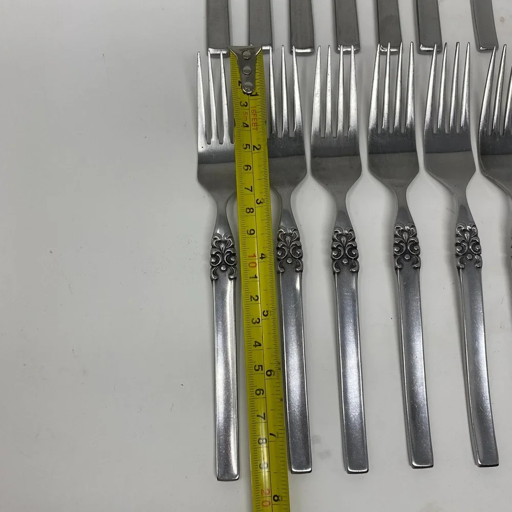 Vtg‎ Ekco Eterna Japan 24 Piece Flatware Set Mid Century Floral Scroll Stainless